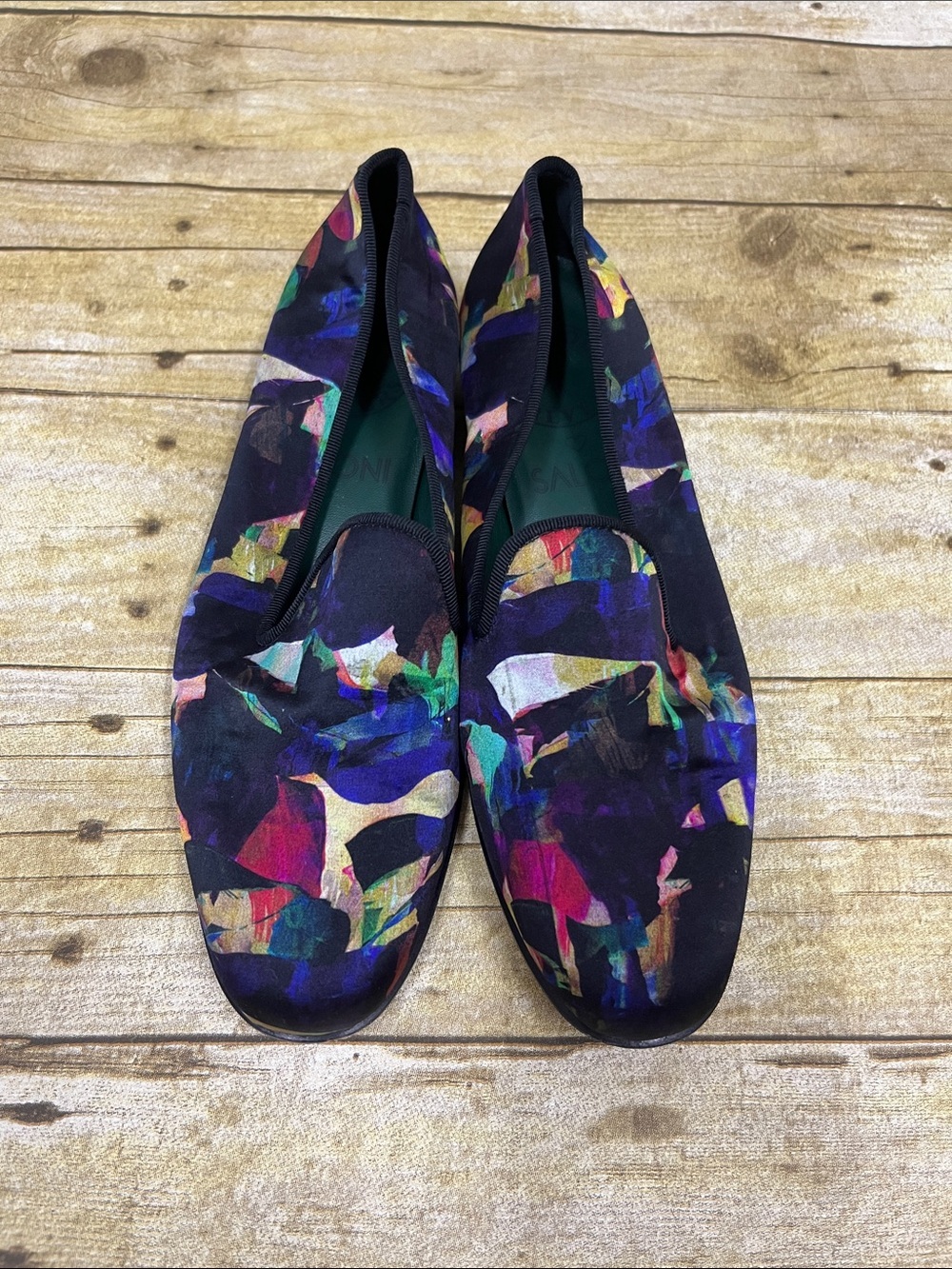Penelope Chivlers x SALONI Black Multicolor Abstract Print Flats size 6.5